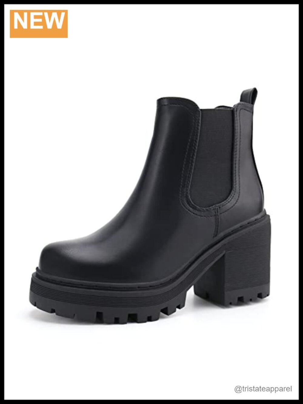 Women's Chelsea Platform Ankle Boots Classic Pull-On Block Heel